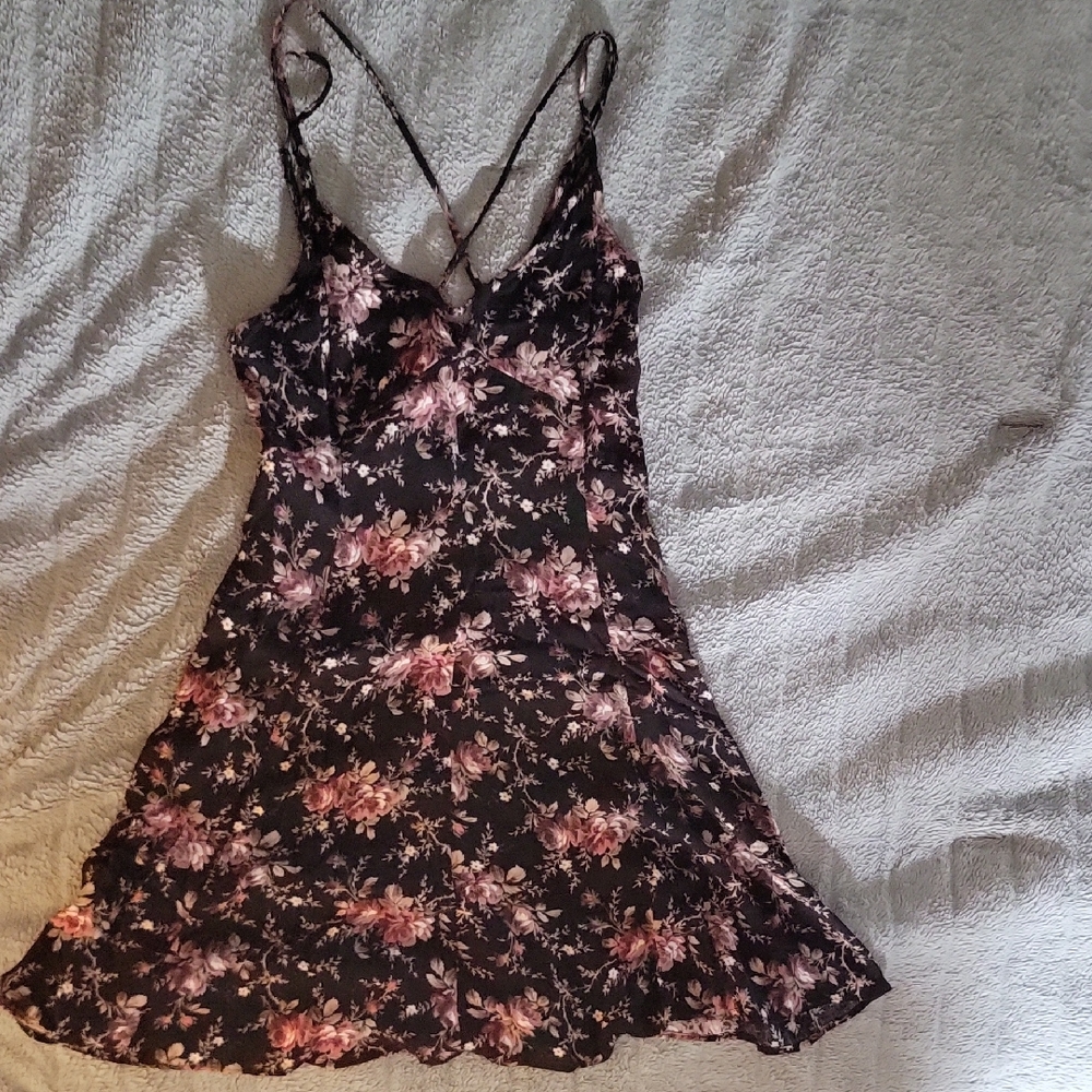 American Eagle Outfitters Floral Mini Dress - Black and Pink